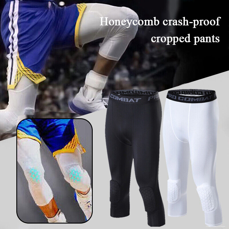 Men's Basketball Sports Tight Pants 3/4 Compression Workout Leggings