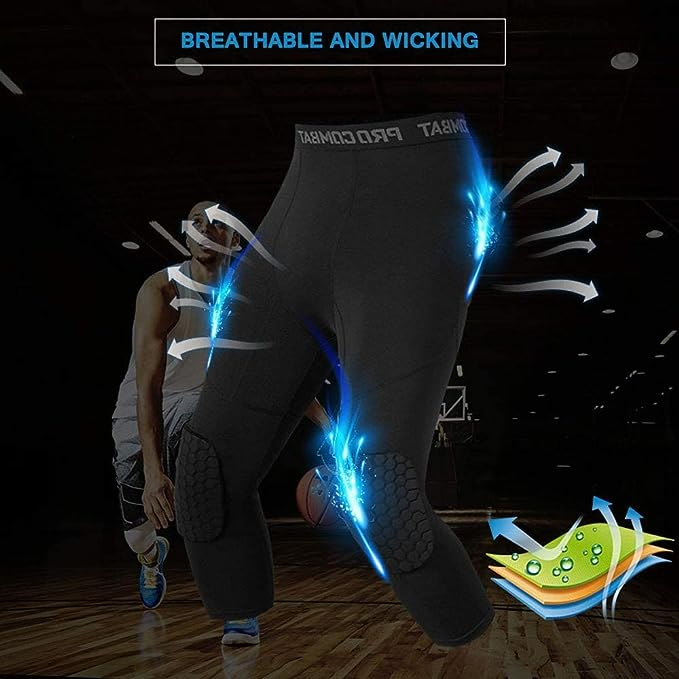 Men's Basketball Sports Tight Pants 3/4 Compression Workout Leggings