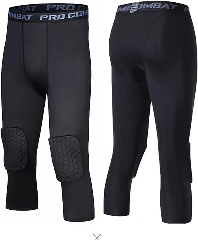 Men's Basketball Sports Tight Pants 3/4 Compression Workout Leggings