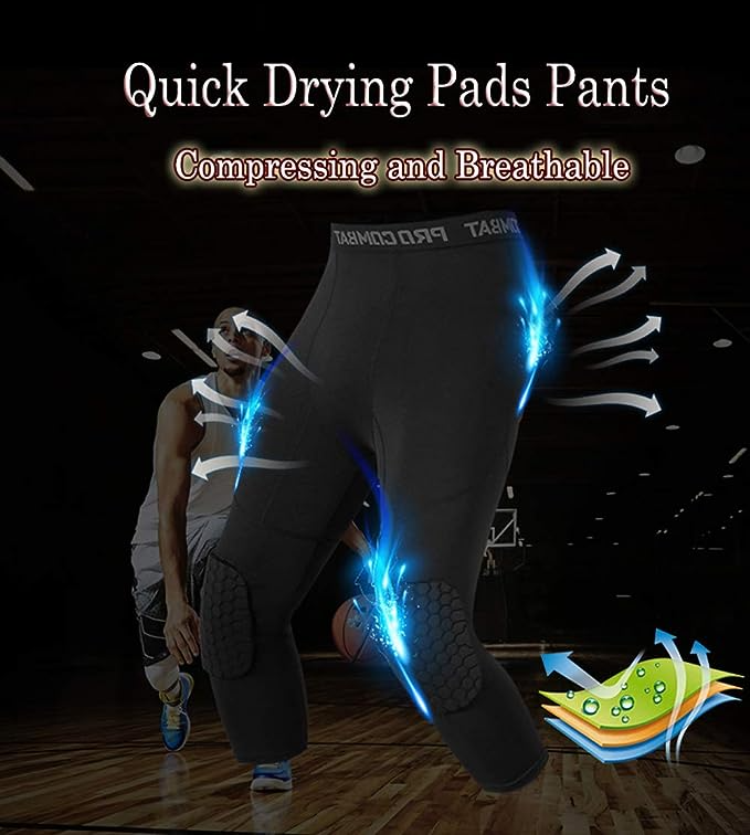 Men's Basketball Sports Tight Pants 3/4 Compression Workout Leggings