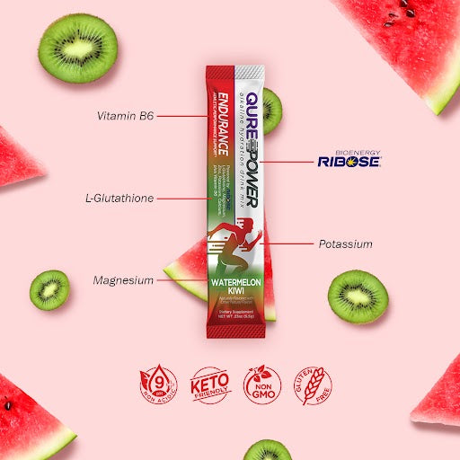 QURE Power Watermelon Kiwi Endurance Support Stick (15 Pack)