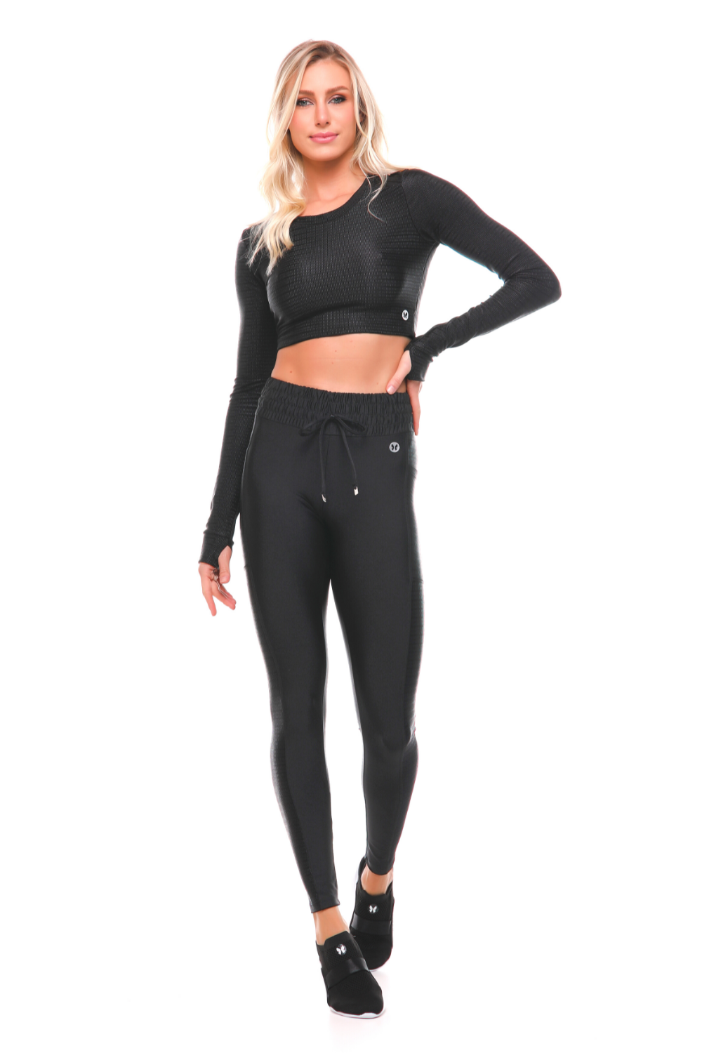 Fearless Black Long Sleeve Crop Top