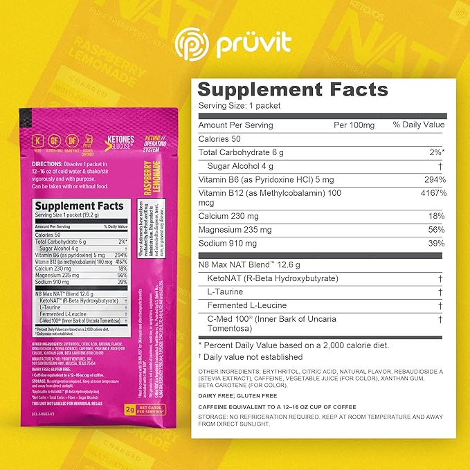 PRÜVIT Keto//OS NAT® - KETONES  RASPBERRY LEMONADE CHARGED